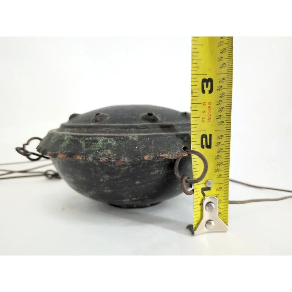 Vintage S.M. Shaly Hanging Oil Lamp Handcrafted Copper Jerusalem Mid Century